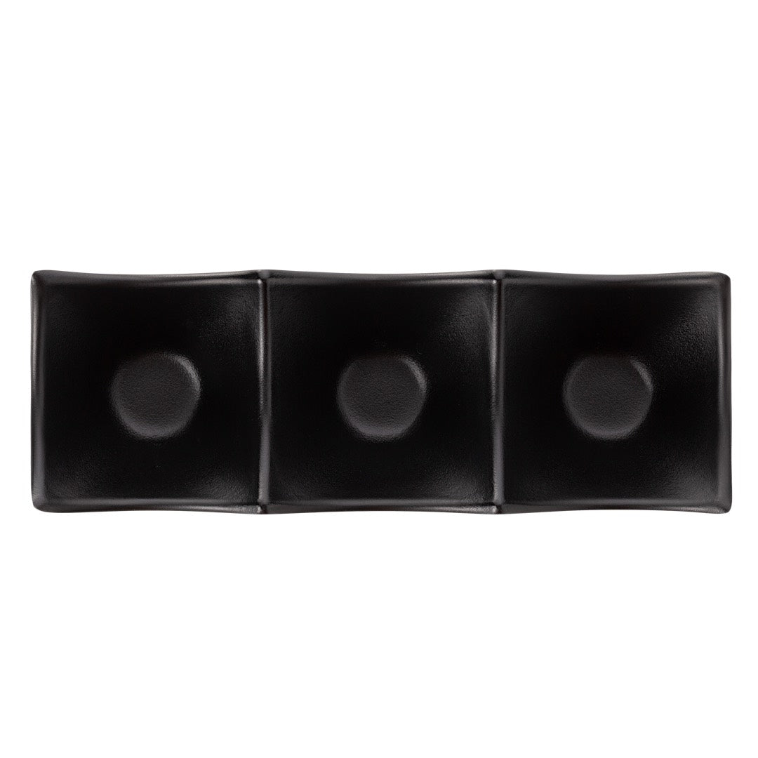 COU COU® melamine 3-Compartment Sauce Dish 18.5X6cm Matte Black (SET OF 12)