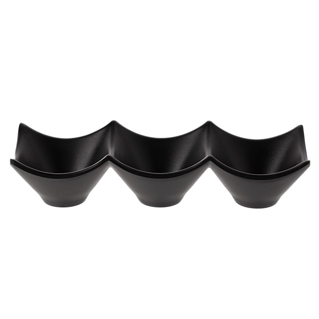 COU COU® melamine 3-Compartment Sauce Dish 18.5X6cm Matte Black (SET OF 12)