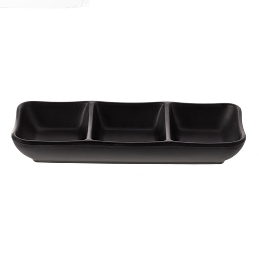 COU COU® melamine 3-Compartment Sauce Dish 19X8cm Matte Black (SET OF 12)